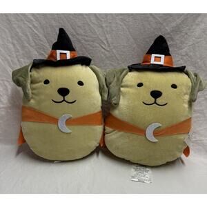 2 Target Bullseye Halloween Playground Dog Witch Plush Pillows Set